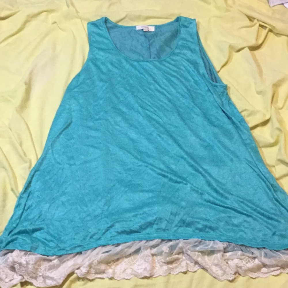 Umgee Emerald Lace Trim Dress 1XL